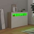 vidaXL Komoda s LED svetlami biela a dub sonoma 115,5x30x75 cm