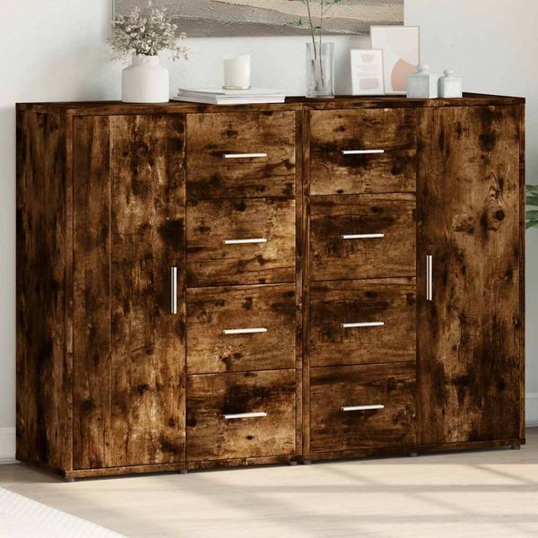 vidaXL Komody 2 ks dymový dub 60x31x84 cm kompozitné drevo