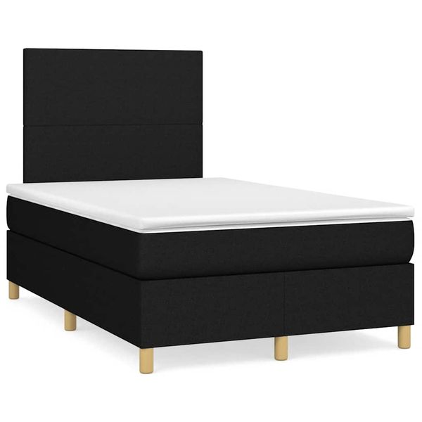 vidaXL Boxspring posteľ s matracom a LED, čierna 120x190 cm, látka