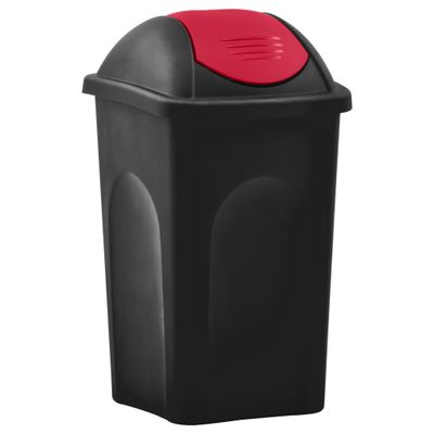vidaXL Odpadkový kôš s otočným vekom 60l čierno-červený
