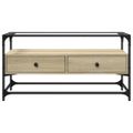vidaXL TV skrinka sklenená doska dub sonoma 98x35x51 cm kompoz. drevo
