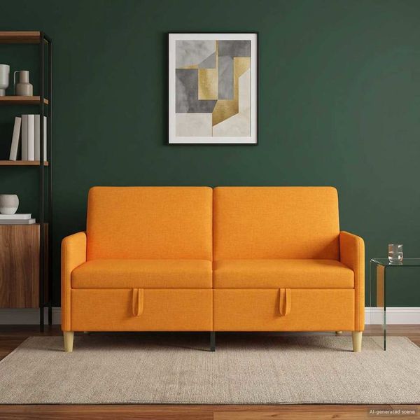 vidaXL Sofa s úložným priestorom Tmavá žltá 172 x 78 x 87 cm Polyester