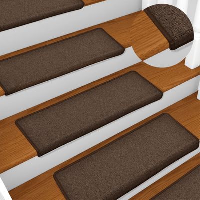 vidaXL Schodové rohože 10 ks 65x21x4 cm kávovohnedé s obdĺžnikovým okrajom