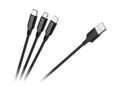 Kábel REBEL 3v1 USB-A - microUSB, USB typu C, Lightning čierny 1m
