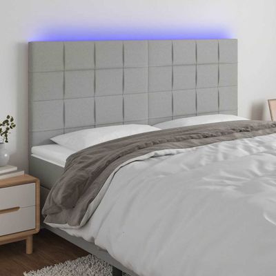 vidaXL Čelo postele s LED bledosivé 160x5x118/128 cm látka