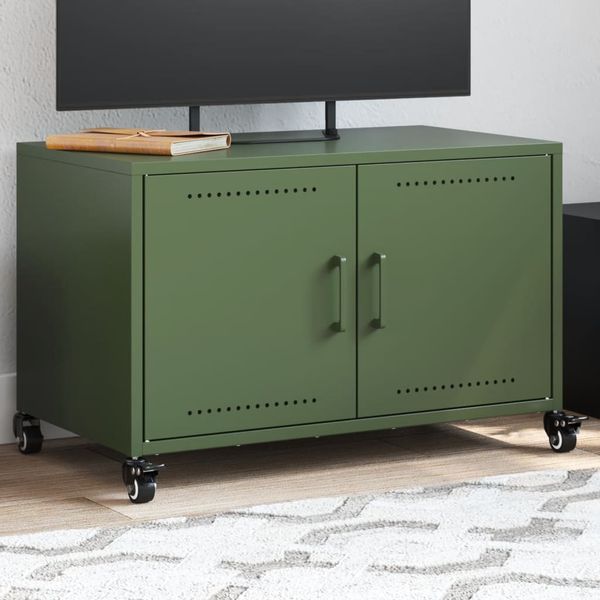 vidaXL TV skrinka olivovo-zelená 68x39x43,5 cm oceľ