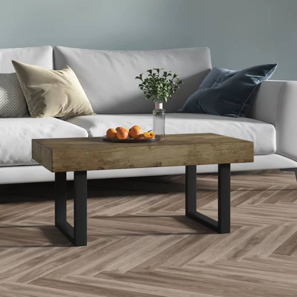vidaXL Konferenčný stolík tmavohnedý a čierny 90x45x40 cm MDF a železo
