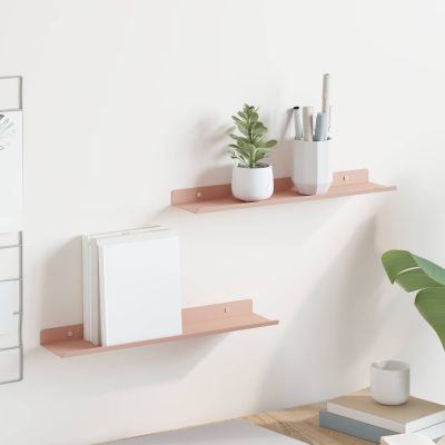 vidaXL Závesná polica 2 ks Ružová 40 x 8,5 x 2,5 cm Oceľ