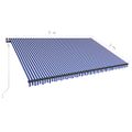 vidaXL Markíza so senzorom vetra a LED 500x300 cm modrá a biela