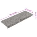 vidaXL Schodové rohože 15 ks 65x21x4 cm sivé s obdĺžnikovým okrajom
