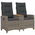 vidaXL Hojdačka s tabletou 2 -Seater 126 x 65 x 112 cm polyratan
