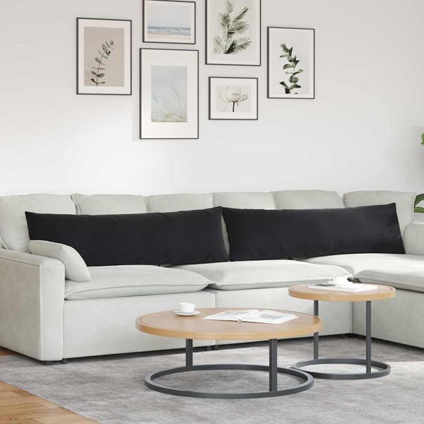 vidaXL Vankúše na pohovku 2 pcs Čierna 145 x 40 cm Kordúrová tkanina