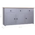 vidaXL Komoda sivá 135x40x80 cm masívne borovicové drevo Panama