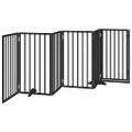 vidaXL Brána pre psa dvere sklad. 6-panel. čierna 300cm topoľové drevo