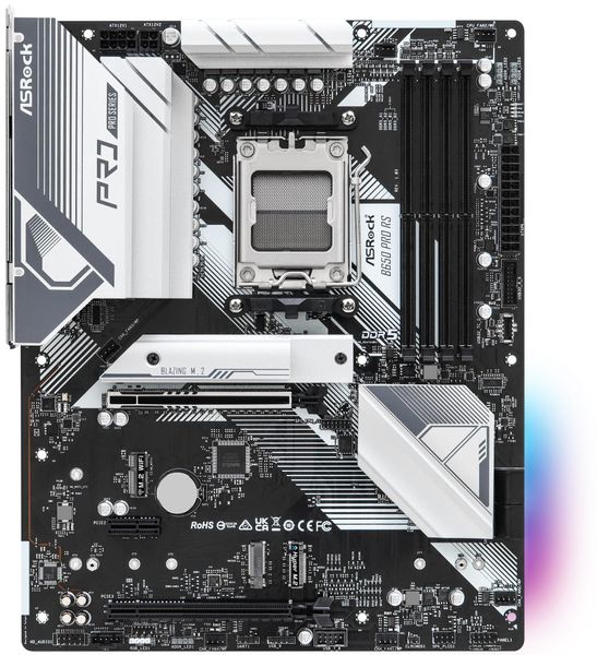 ASRock B650 Pro RS / AMD B650 / AM5 / 4x DDR5 DIMM / 3x M.2 / HDMI / DP / USB-C / ATX Základná doska, AMD B650, AM5, 4x DDR5 DIMM (max. 128 GB), 3x M.2, HDMI, DisplayPort, USB typ C, RGB, ATX