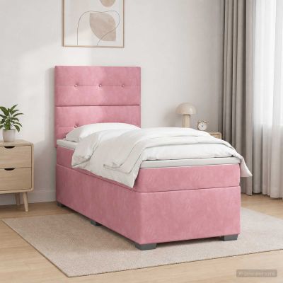 vidaXL Posteľ boxspring s matracom Ružová 80 x 200 cm Zamat