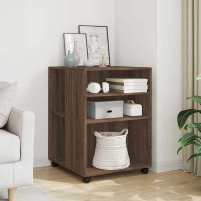 vidaXL Príručný stolík a kolieska hnedý dub 55x60x78 cm kompoz. drevo