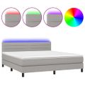 vidaXL Posteľ boxsping s matracom a LED bledosivá 180x200 cm látka