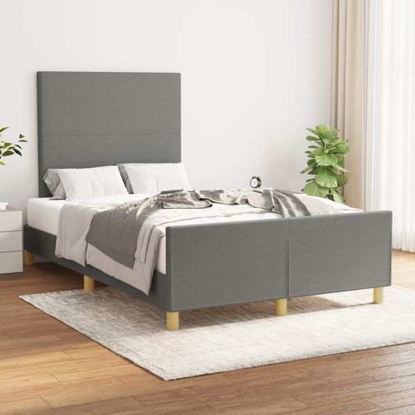 vidaXL Posteľ bez matraca tmavosivá 120x190 cm látka