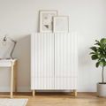 vidaXL Servírovacia skriňa Biela s vysokým leskom 66 x 34,5 x 95 cm