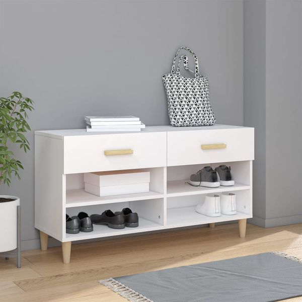 vidaXL Botník biely 102x35x55 cm spracované drevo