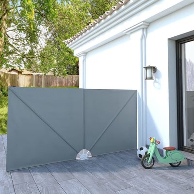 vidaXL Skladacia bočná markíza na terasu, sivá 300x150 cm