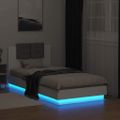vidaXL Posteľný rám s čelom a LED svetlami biely 75x190 cm