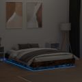 vidaXL Posteľný rám s LED svetlami dymový dub 120x190 cm