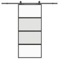 vidaXL Posuvné dvere s kovaním čierne 90x205 cm tvrdené sklo