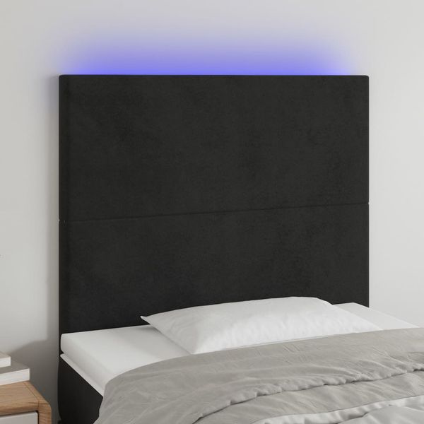 vidaXL Čelo postele s LED čierne 100x5x118/128 cm zamat