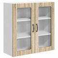 vidaXL Nástenný sklenený kabinet LUCCA Dub sonoma 80 x 31 x 80 cm