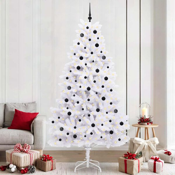 vidaXL Umelý Sklápací Vianočný Stromček Biela 240 cm PVC a oceľ