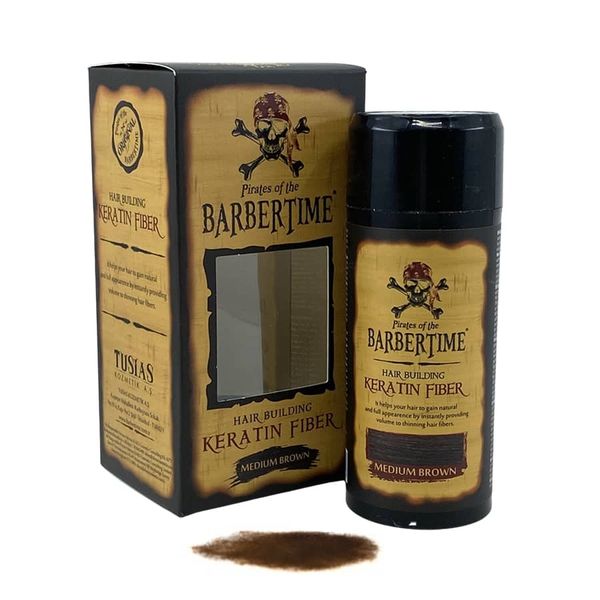Púder na zakrytie rednúcich vlasov BARBERTIME Hair building keratin fiber 21 g - stredne hnedý
