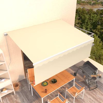 vidaXL Ručne zaťahovacia markíza s tienidlom 4,5x3 m krémová