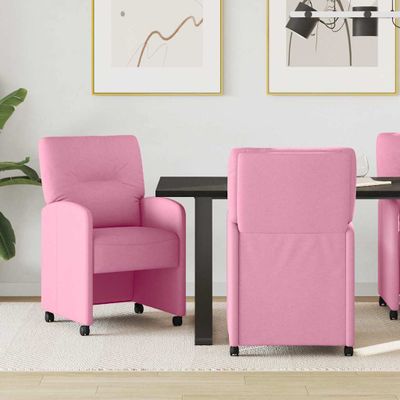 vidaXL Jedálenské stoličky na kolieskach 2 pcs Ružová 57 x 67 x 95 cm