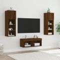 vidaXL 4-dielne TV nástenné skrinky s LED svetlami hnedý dub