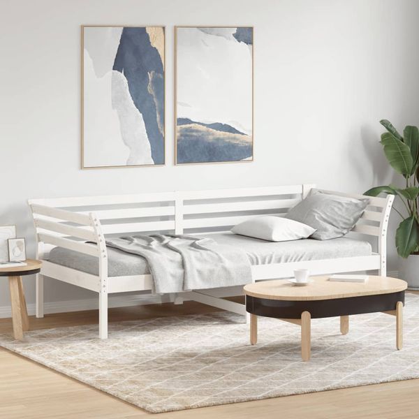 vidaXL Denná posteľ s matracom biela 90x200 cm masívna borovica