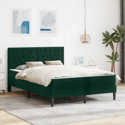 vidaXL Rám postele s matracom Tmavozelená 120 x 200 cm Zamat
