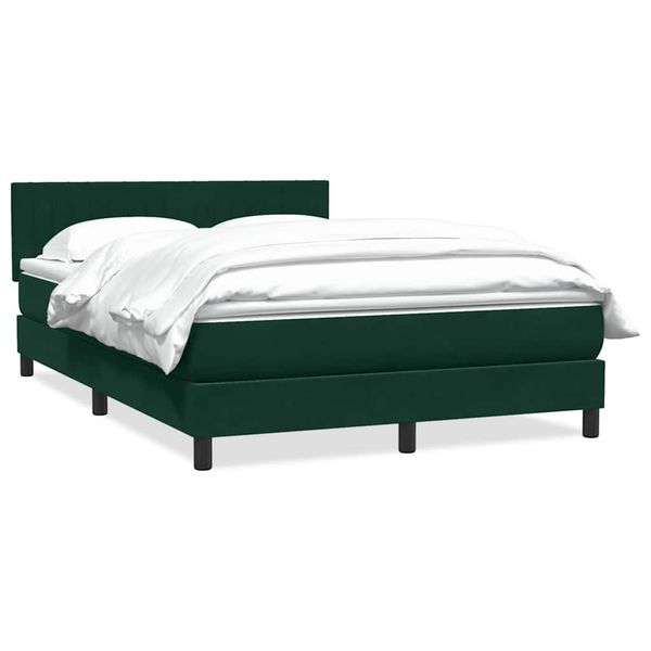 vidaXL Posteľný rám boxsping s matracom tmavozelený 160x220 cm zamat