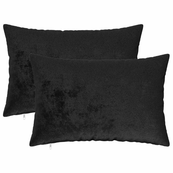 vidaXL Poťah na podložku 2 pcs HEERLEN Čierna 40 x 60 cm Flanel