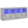 vidaXL Komoda s LED svetlami betónovo sivá 163x37x67 cm