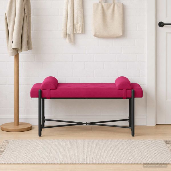vidaXL Lavica s gombíkmi a vankúšmi Víno červené 110 x 40 x 46 cm