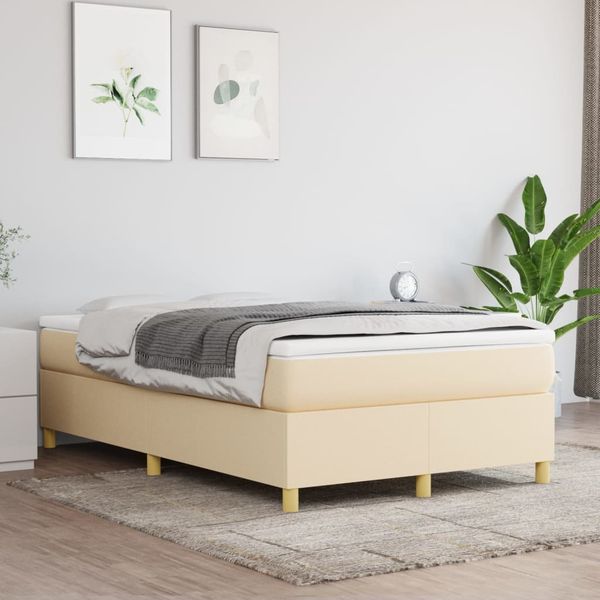vidaXL Posteľný rám s boxspringom krémová 120x200 cm látka
