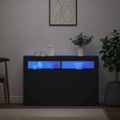 vidaXL Komoda s LED svetlami čierna 115,5x30x75 cm