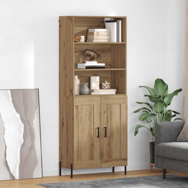 vidaXL Highboard Remeselný dub 69,5 x 32,5 x 180 cm Kompozitné drevo
