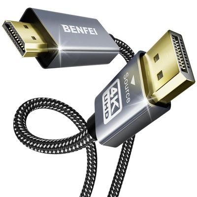 Kábel BENFEI DisplayPort 1.2 na HDMI 1.4 4K jednosmerný 0,9 m sivý