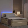 vidaXL LED úložná posteľ s matracom Krémová 120 x 190 cm Látka