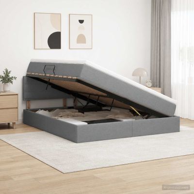 vidaXL Postel s úložným prostorem a matrací Tmavosivá 140 x 200 cm