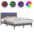 vidaXL Rám postele s LED pásikmi Sivá 120 x 200 cm Umelá koža