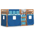 vidaXL Poschodová posteľ so závesmi modrá 80x200 cm masívna borovica